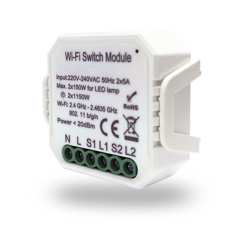 Wi-Fi реле-выключатель двухканальное Denkirs 2x1150Вт/150Вт для LED RL1002-SM 
