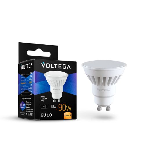 Лампа светодиодная Voltega GU10 10W 2800К матовая VG1-S1GU10warm10W-C 7072 