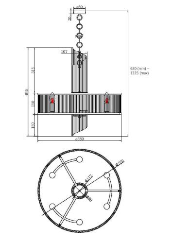 Подвесной светильник Maytoni MOD174PL-06G  фото 2