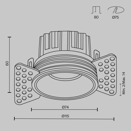 Встраиваемый светильник Technical DL058-12W3K-TRS-B  фото 7